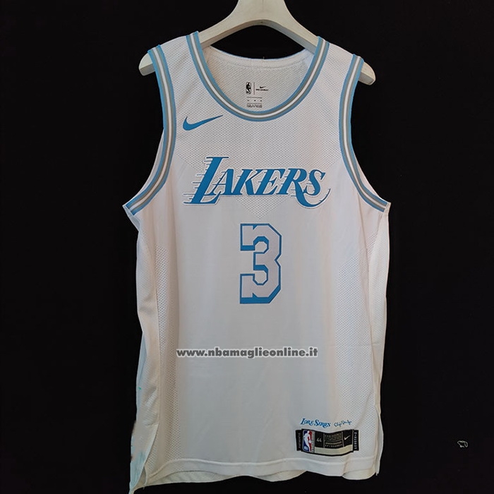 Maglia Los Angeles Lakers Anthony Davis #3 Citta Autentico 2020-21 Bianco